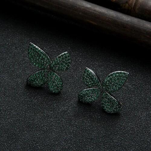 Luxury Celebrity Favorite Clover Design Cubic Zirconia Women Statement Flower Stud Earring Wedding Party Bridal Jewelry E6490