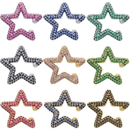 Color Diamond Micro Clip Earrings Five Pointed Star Ear Clip Ear Bone Clip Star Fashion Jewelry Womens Earrings