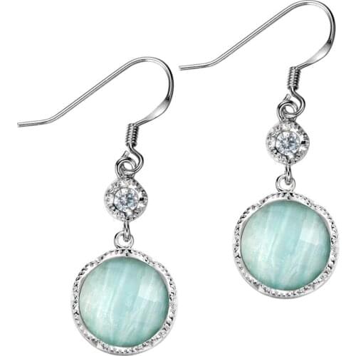 Dormith real 925 Sterling silver earring Natural Amazonite earring drop earrings for women gemstone jewelry
