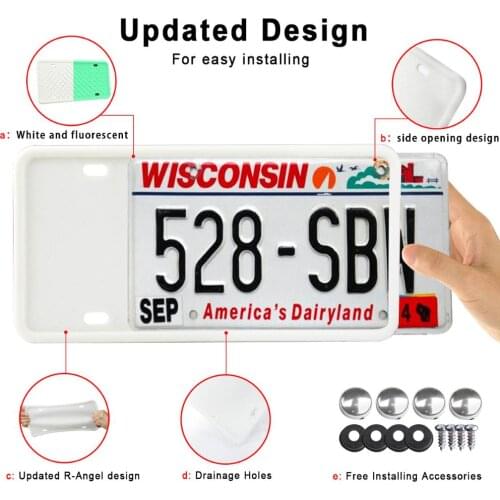 2Pcs Silicone License Plate Frame with Drainage Holes Rust-Proof Weather-Proof