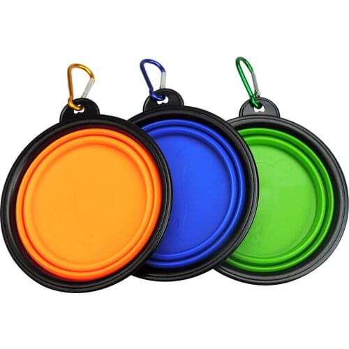 1PCS Pet Foldable Silicone Bowl Candy-Colored Outdoor Travel Portable Nursing Pitcher Pet Dog Bowl with Hook