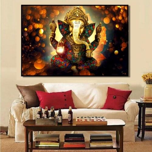 Modern Hinduism Posters and Prints Wall Art Canvas Painting Indian Gods Ganesha Decorative Pictures for Living Room Home Decor