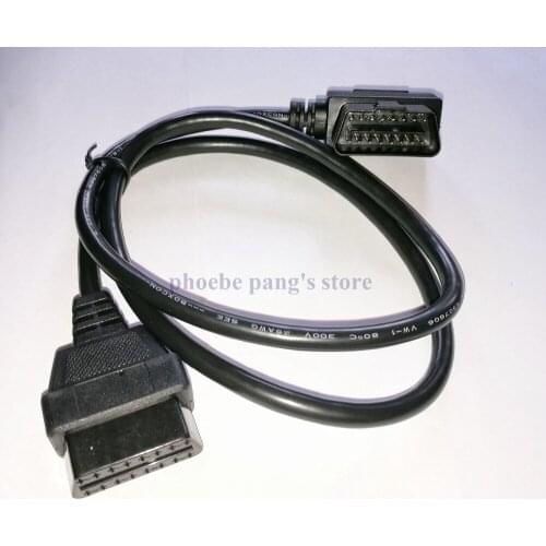 Elbow Right Angle Corner Elm327 OBD 2 OBD2 OBD-II 16 Pin Male To Female Extension Cable 100cm 1M Car Diagnostic Tool