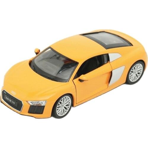 WELLY 1:24 2016 Audi R8 V10 Alloy Luxury Vehicle Diecast Pull Back Cars Model Toy Collection Xmas Gift