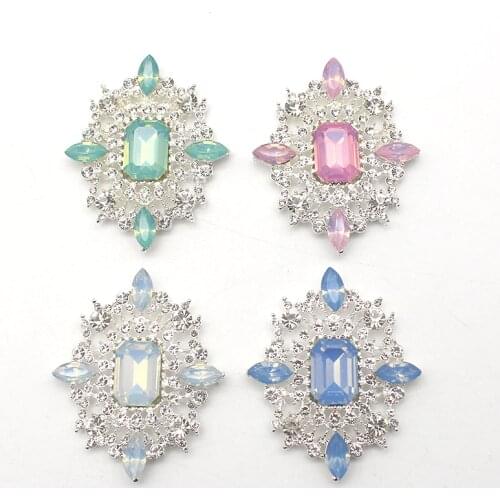 YWXINXI 5Pcs new 36x42MM alloy rhinestone accessories, DIY handmade clothing, hair accessories, romantic wedding decoration craf