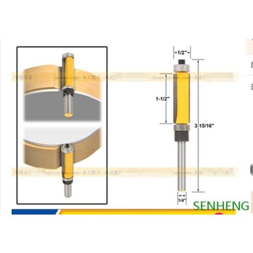 1piece 1/4*1-1/2 two bearings trimming side tools milling machine woodworking cutter tools cnc router bits