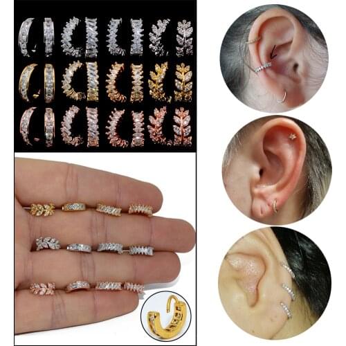 1PC Cz Nose Hoop Nostril Helix Daith Tragus Earrings Sparkling Clear Cubic Zircon Rook Hoop Earrings Nose Piercing Jewelry