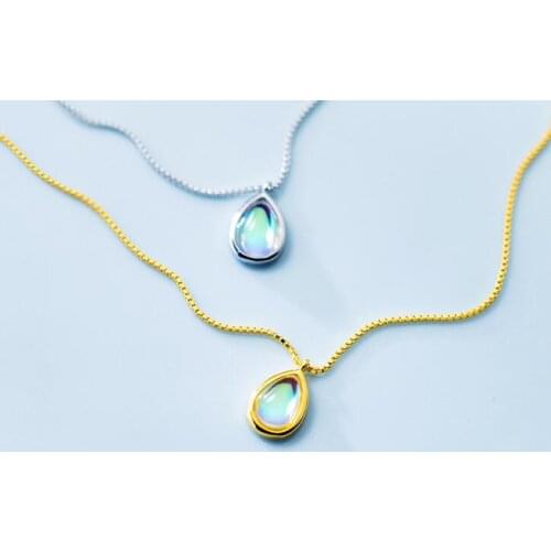 1pcAuthentic 100% REAL. 925 Sterling Silver fINE Jewelry coloured glaze Oval Tears Waterdrop pendant Necklace GTLx1788