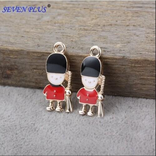 High Quality 10 Pieces/Lot 24mm*11mm UV Gold Color Enamel Charm Cute Boy Charms