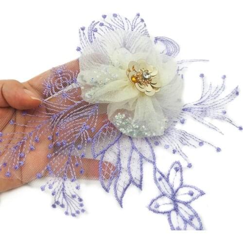 10pc/lot 3D Embroidery flower Sewing flower Applique Lace collar Neckline DIY Lace fabric Clothing Decorate Accessories