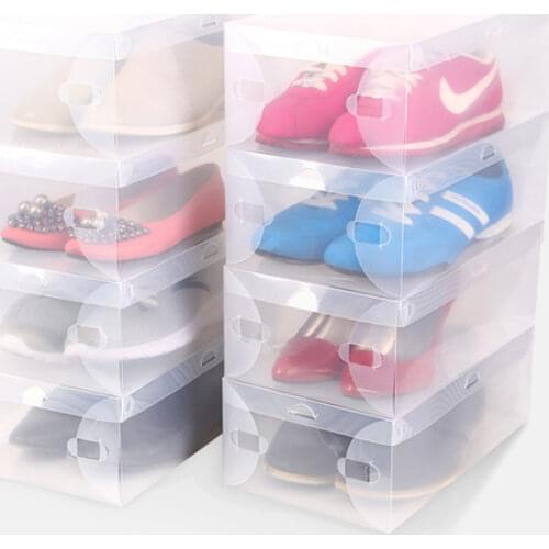 10 Pcs Transparent Shoes Storage Boxes Good Quality Makeup Organizer Clear Plastic Foldable Case Box Home Useful Tools