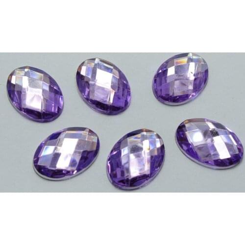 100 Purple Flatback Acrylic Rhinestone Oval Gems 13X18mm No Hole