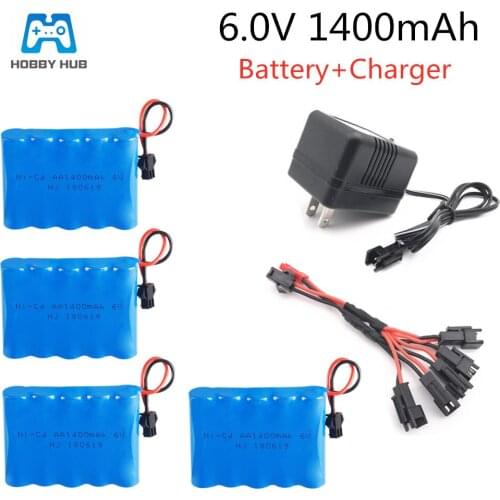 2/3/4PCS 6V 1400mAh Rechargeable battery+5in1 cable AA For RC car truck tank charger Guns lighting nicd remote control toys nicd