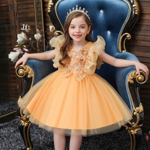 2021 Summer Baby Girls Flower Princess Dress Newborn Lace Christening Wedding Party Dress for Kids Birthday Dresses for Girls