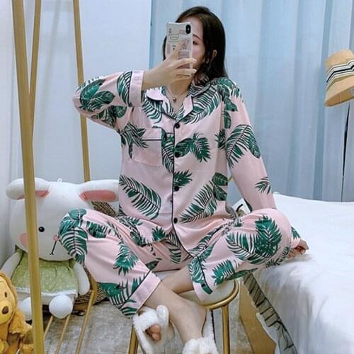 2021 Spring Autumn Long Sleeve Pajama Sets for Women Korean Print Sleepwear Suit Pyjama Loungewear Homewear Pijama Mujer Clothes