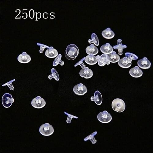 250PCS/bag Clear Rubber Earring Safety Back Bullet Clutch Earring Pad Jewelry Finding