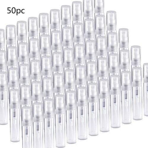 50pcs 2ML transparent plastic spray bottle small cosmetic packaging atomizer perfume bottle atomized spray liquid container