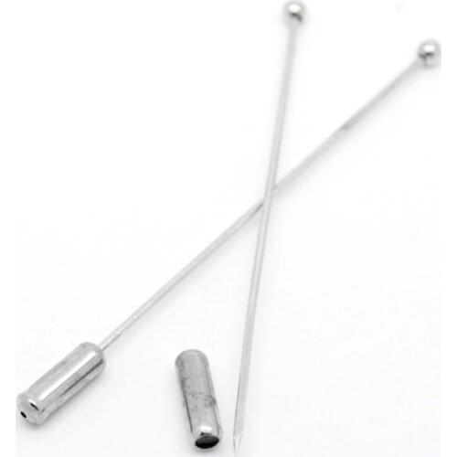 50Pcs Silver Tone Broche Brooches Back Pinn Ball Pins With Cap Crafts Making 50mm