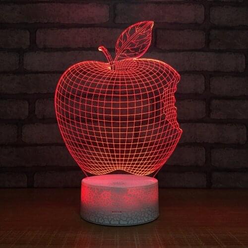 7 Colors Creative 3D Apple Night Light USB Led Touch Switch Home Decor Desk Table lamp For Children Gift