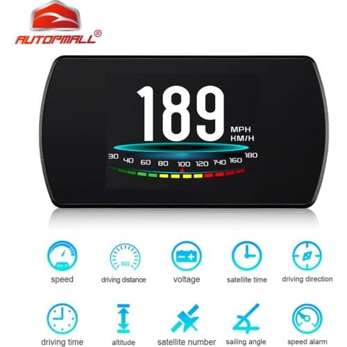 Car Hud OBD Head Up Display OBD2 Speedometer New 4.3" HD TFT Turbo Boost Gauge RPM Tachometer On-board Computer GPS Speedometer