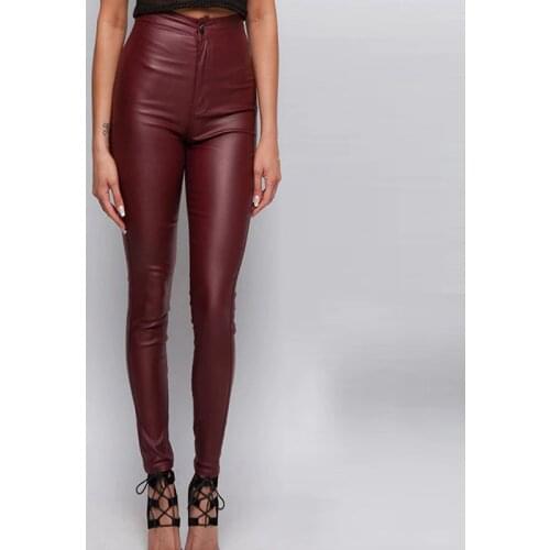Stretch Faux Leather Pants Motorcycle Women Pencil Trousers High Waist Moto Biker Leggings Office Lady Streetwear Plus Size Club
