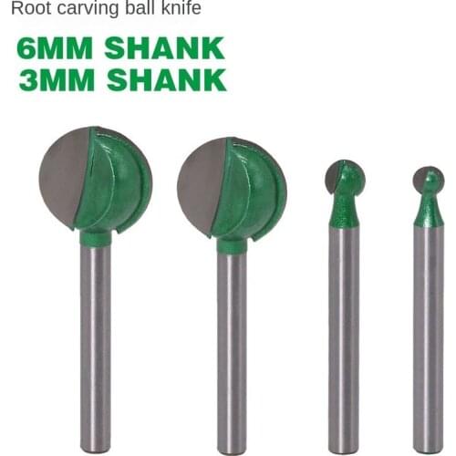 4PC 6MM/3PC 3MM Shank Ball Nose Round Carving Bit Cove CNC Milling Bit Radius Core Tungsten Carbide Router Bit for Wood