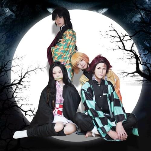 Anime Demon Slayer Kimetsu no Yaiba Kamado Nezuko Tomioka Giyuu Kimono Uniform Cosplay Costume Halloween Outfit Free Shipping