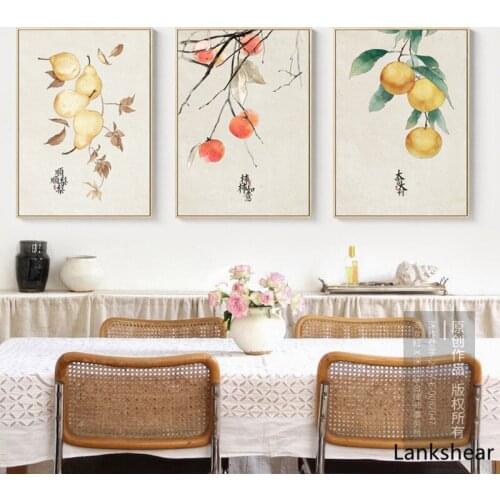 Chinese Style Fruits Canvas Painting Poster Print Still Life Decor Wall Art Picture For Living Room Bedroom Dinning Room Aisle