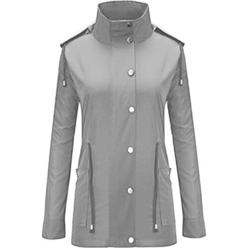 Lightweight Women Hooded Raincoats Waterproof Rain Jacket Outdoor Active Drawstring Zipper Raincoat Rainwear