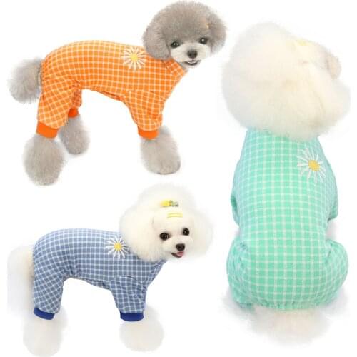 Pet Fashion Coat Dog Lattice Jumpsuits Teddy Velvet Four Legged Clothes Dog Clothes for Small Dogs