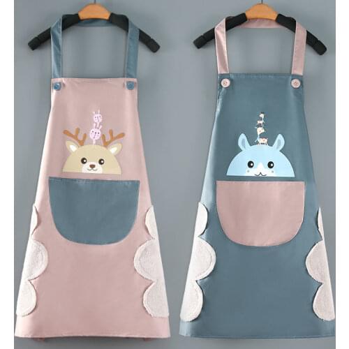 Fashionable and simple household cute kitchen cooking apron women waterproof and oil-proof waistline mens overalls 1pc animal