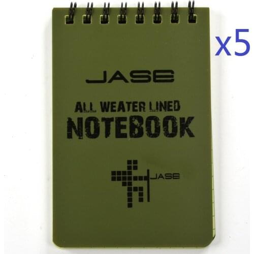 Set of 5 Green Waterproof/All Weather/Shower/Aqua Notes/Notepad/Notebook