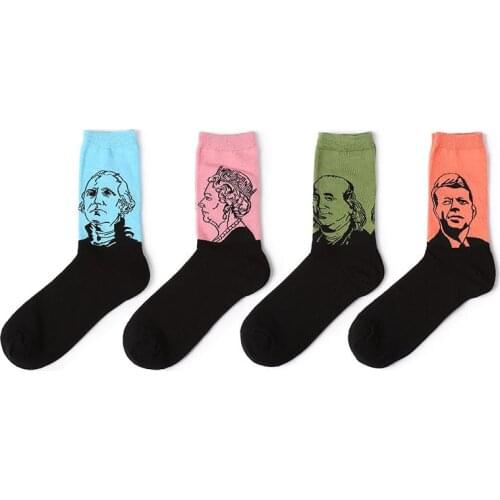 2018 New Men Women Cotton Socks Oil Paiting Socks Celebrity Avatar Art Funny Socks For Couples