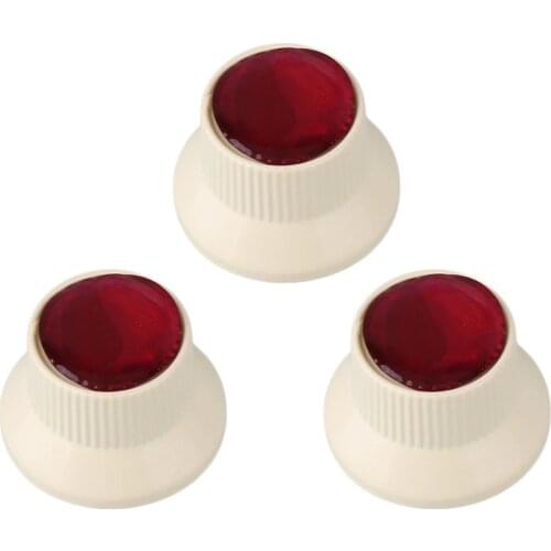 New 3PCS white metal top hat knob with Red top for Electric guitar Zinc Alloy