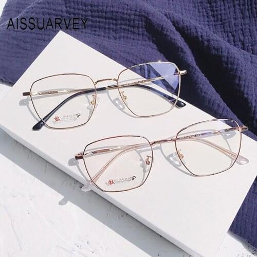 Stainless Steel Titanium Glasses Frame Women Hexagon Eye Glasses Men Optical Eyeglasses Frames Irregular Square Big Glasses New
