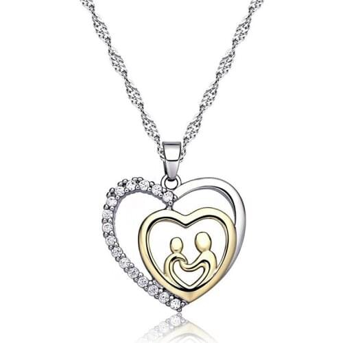 Wholesale 12pcs/lot Heart Zirconia Pendant Charm Necklaces Mom Wife Love Gifts Choker Necklaces Fashion Jewelry for Women