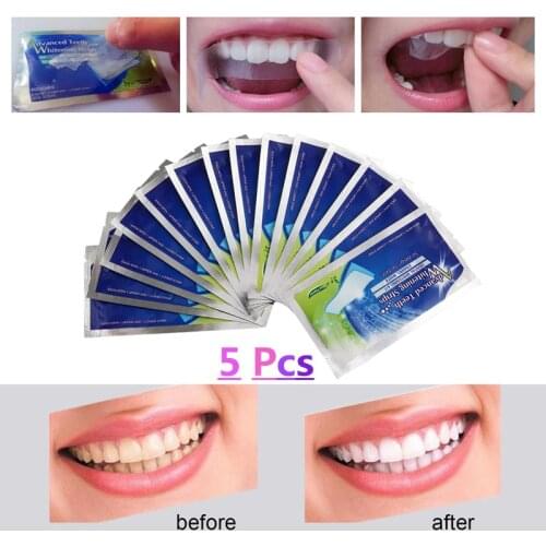 Brand New 5Pcs Teeth Whitening Strips Oral Hygiene Teeth Whitening Gel Strips Remove Stains Dental Bleaching Tooth Care Tool