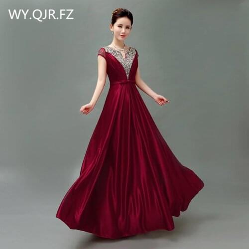 QLY-5189#Wine Red blue purple Lace up bride' toastery hostesss chorus costume Evening dresses Long wholesale fashion Host dress