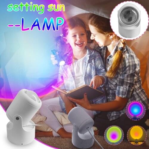 USB Rainbow Sunset Projector Light LED Night Light Coffee Shop Bar Atmosphere Lamp Background Wall Decoration for Bedroom