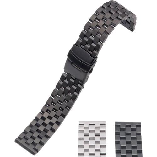 18mm 20mm 22mm 24mm 26mm Stainless Steel Watch Bands Straps Bracelet Metal Watchband Men silvery Black Watch Strap