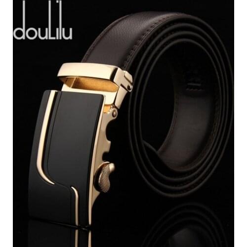 Belts For Men High Quality Male Strap 100% Good Quality Cowskin Genuine Luxury Leather Mens Metal Automatic Buckle Vintage Belt