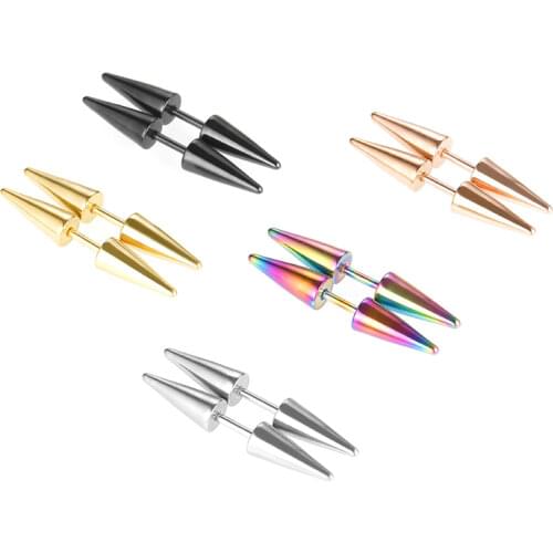 Stud Earrings Stainless Steel Hip Hop Earrings European and American Pop Punk Style Earrings Pierced Fashion Jewelry