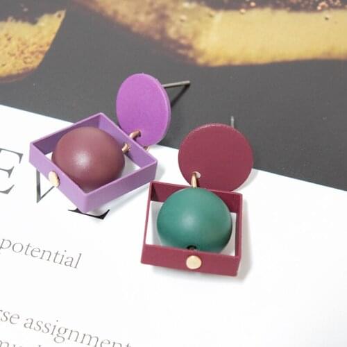 Earrings New Fashion Hollow Square Pentagram Round Earrings Simple Mixed colors Ball Drop Earrings Women Jewelry