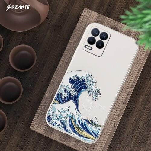 Rzants For OPPO Realme 8 Realme 8 Pro 4G Case [Japanese wave] Soft Casing Silicone Relief Phone Cover Slim Thin Casing