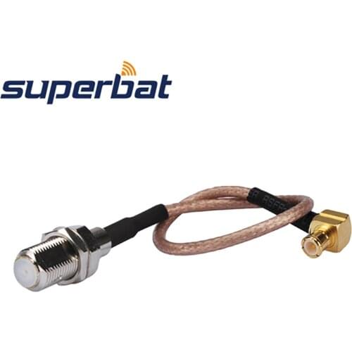 Superbat F Bulked Female Jack to MCX Right Angle Male Plug Pigtail Cable Antenna Feeder Cable Assembly RG316 30cm