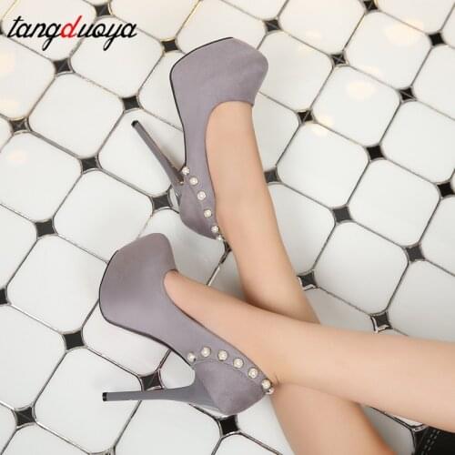 Sexy high heels platform shoes women pumps high heel women party shoes pearl wedding shoes bride chaussure femme talon