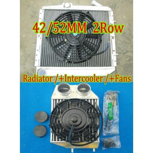 42/52MM Aluminum Radiator Intercooler + Fans For Renault Super 5 R5 9/11 GT Turbo 1.4L B/C37 B/C40 L42 MT 1981-1991 5" side