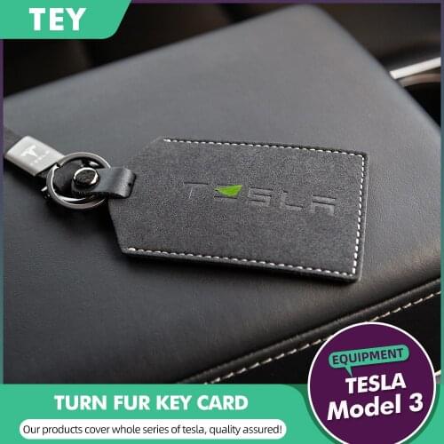TEY Model 3 Suede Key Card Holder Protector Cover Key Chain For Tesla Model Three Card Holder Key Case Key Ring Bag Chain Clip