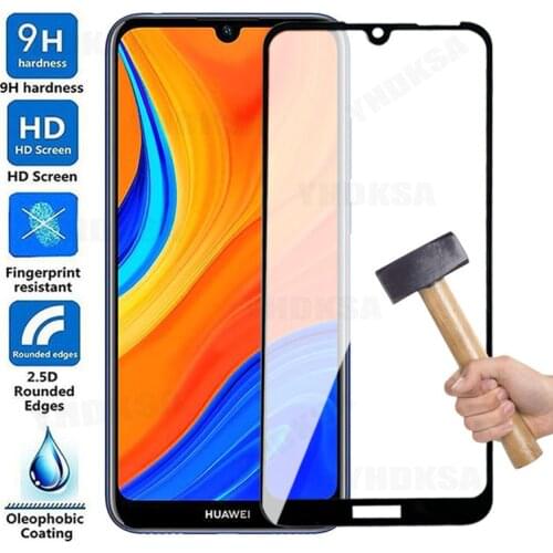 100D Safety Tempered Glass For Huawei Y5 Lite Y6 Y7 Pro Y9 Prime 2018 2019 Screen Protector Y5P Y6P Y7P Y8P Protective Film Case
