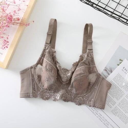 Womens Big Size Bra Thin Lingerie Femme Soutien Gorge Push Up Brassiere Underwear Full Cup BH 34 36 38 40 42 44 B C D E F G H